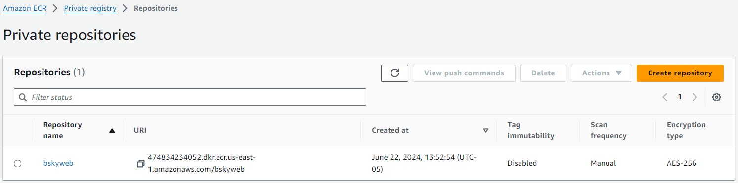 Creating a Private Repository in ECR