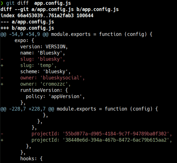 Changes in app.config.js